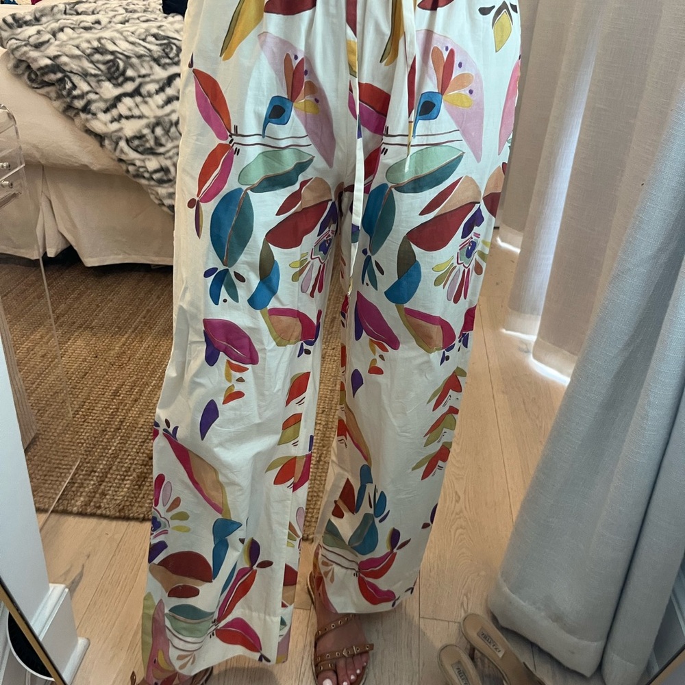 Zara Colorful Floral Wide Leg Pants